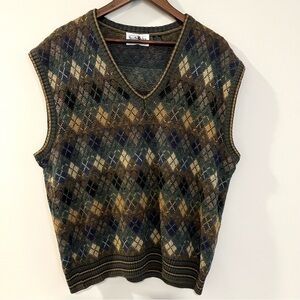 North Wales Sportswear Golfing Vest Multicolored Argyle Men’s XL